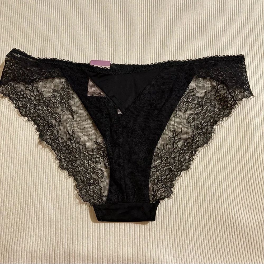 NWT Black Cheeky Panties Sheer Floral Mesh | Auden